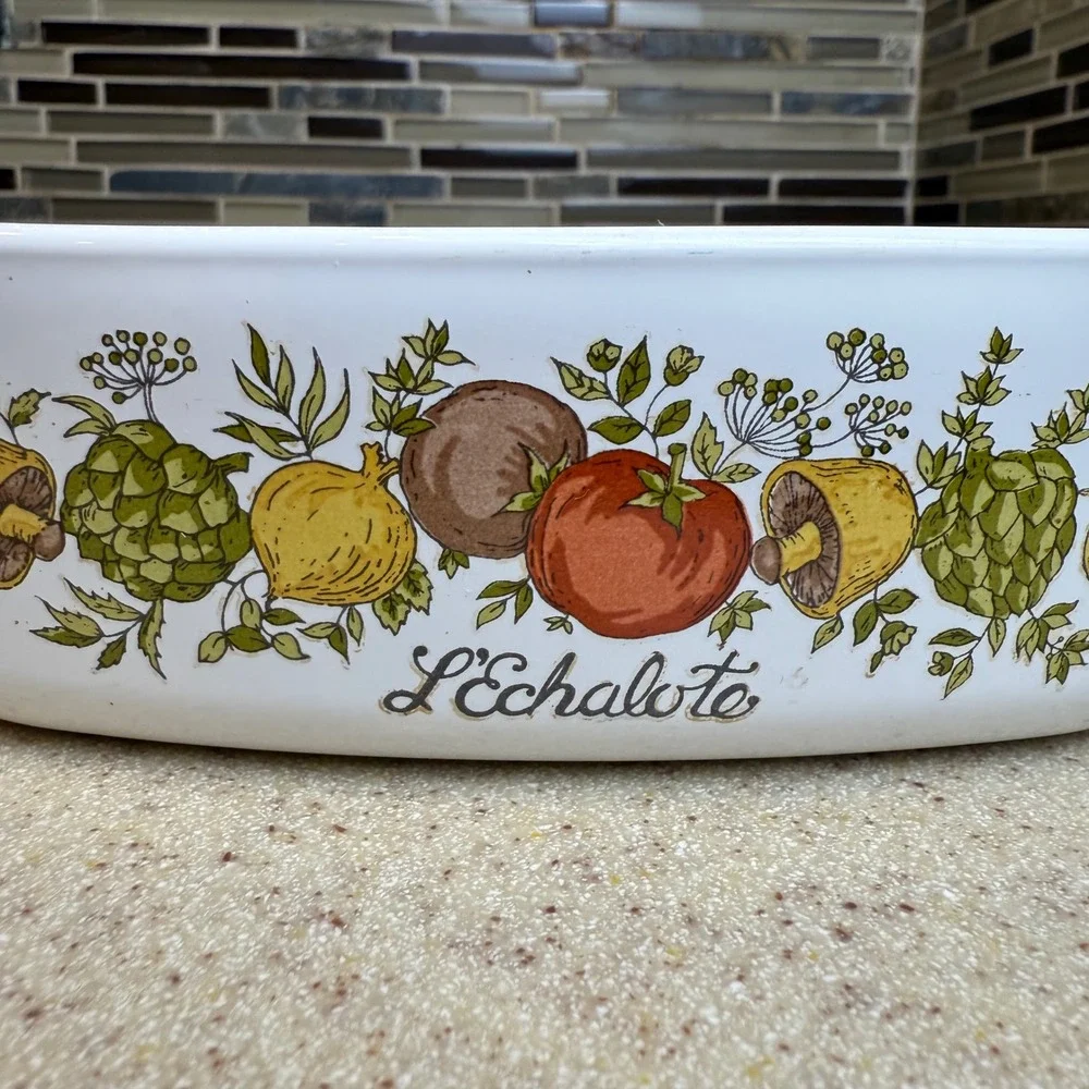 VTG Corning Ware Spice O' Life L'Echalote 1qt Casserole Dish A-1-B USA No Lid